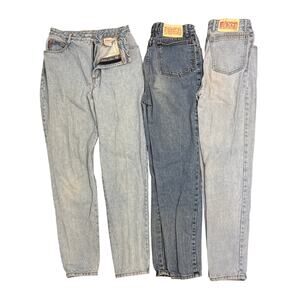 Vintage 90s Bongo high waist mom faded blue Jean bundle (3) sz 11 25x31 USA made